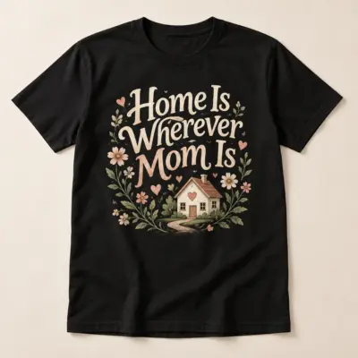 Home Is Wherever Mom Is Tee — main — AI design mockup