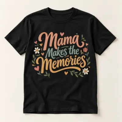 Mama Makes the Memories Tee — main — AI design mockup