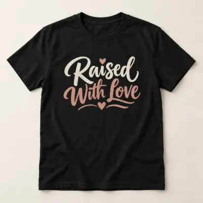 Raised With Love Mom Tee — main — AI design mockup