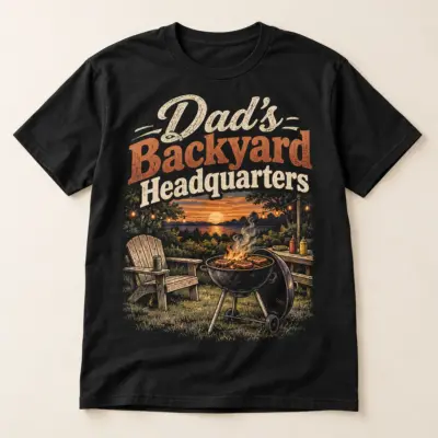 Dad’s Backyard Headquarters Tee — main — AI design mockup