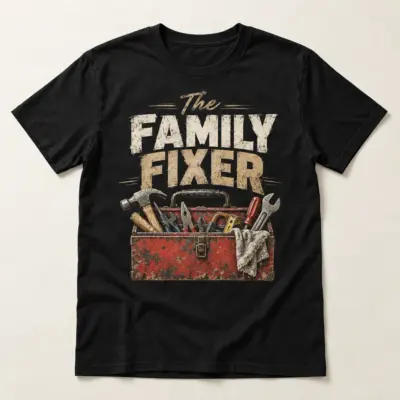 The Family Fixer Dad Tee — main — AI design mockup
