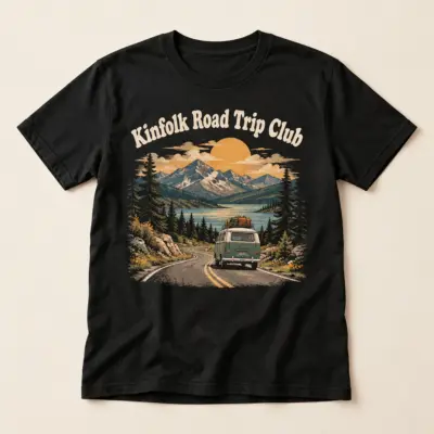 Kinfolk Road Trip Club Tee — main — AI design mockup
