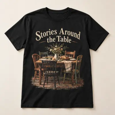 Stories Around the Table Tee — main — AI design mockup